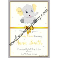 Yellow and grey elephant Baby Shower invitation,(001ebs)